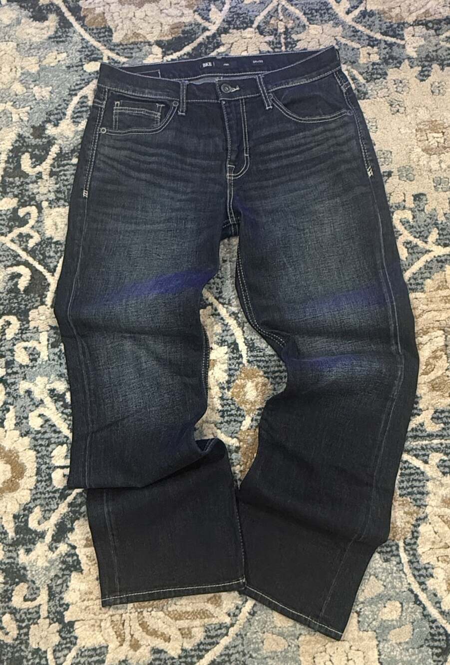 BKE Jake Straight Stretch Jeans Size 34x32 Dark Wash Denim